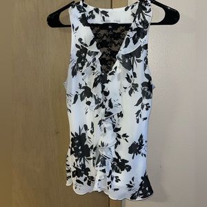 Black and White Floral Blouse Top